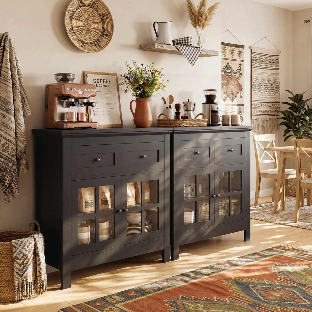 Farmhouse Buffet Cabinet with 2 Drawers