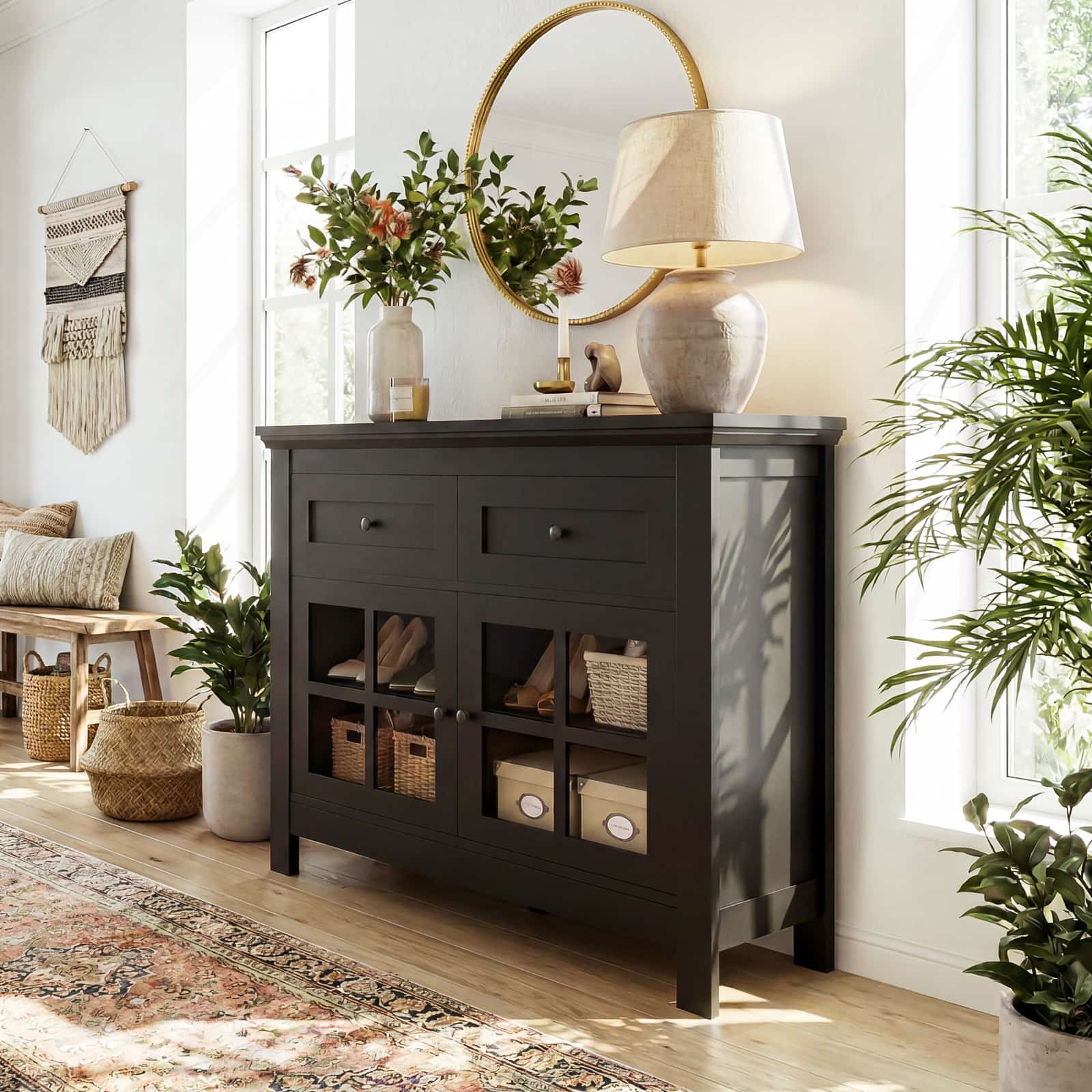 Farmhouse Buffet Cabinet with 2 Drawers