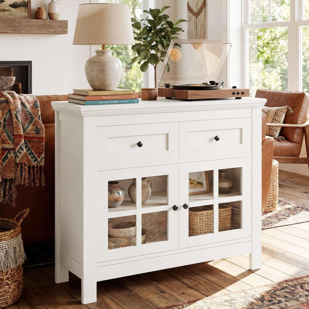 Farmhouse Buffet Cabinet with 2 Drawers