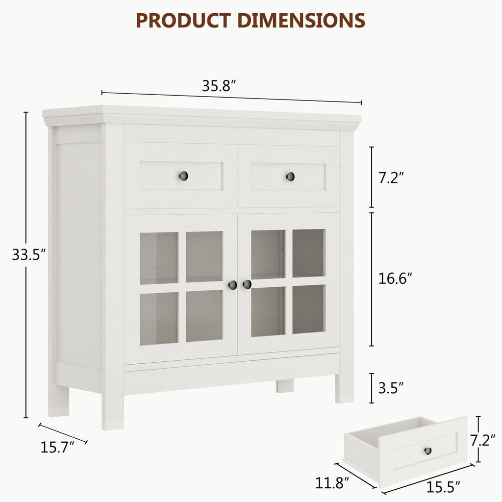 Farmhouse Buffet Cabinet with 2 Drawers