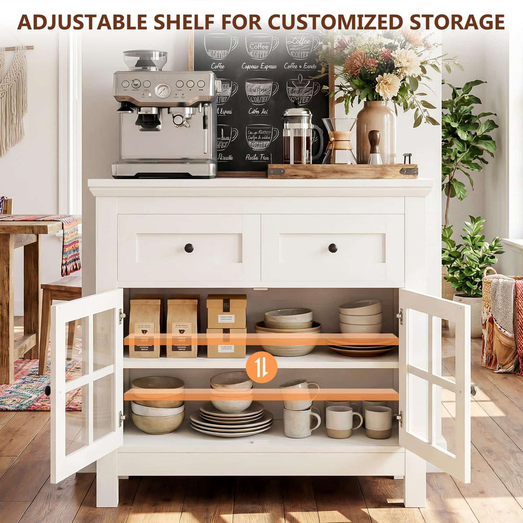 Farmhouse Buffet Cabinet with 2 Drawers