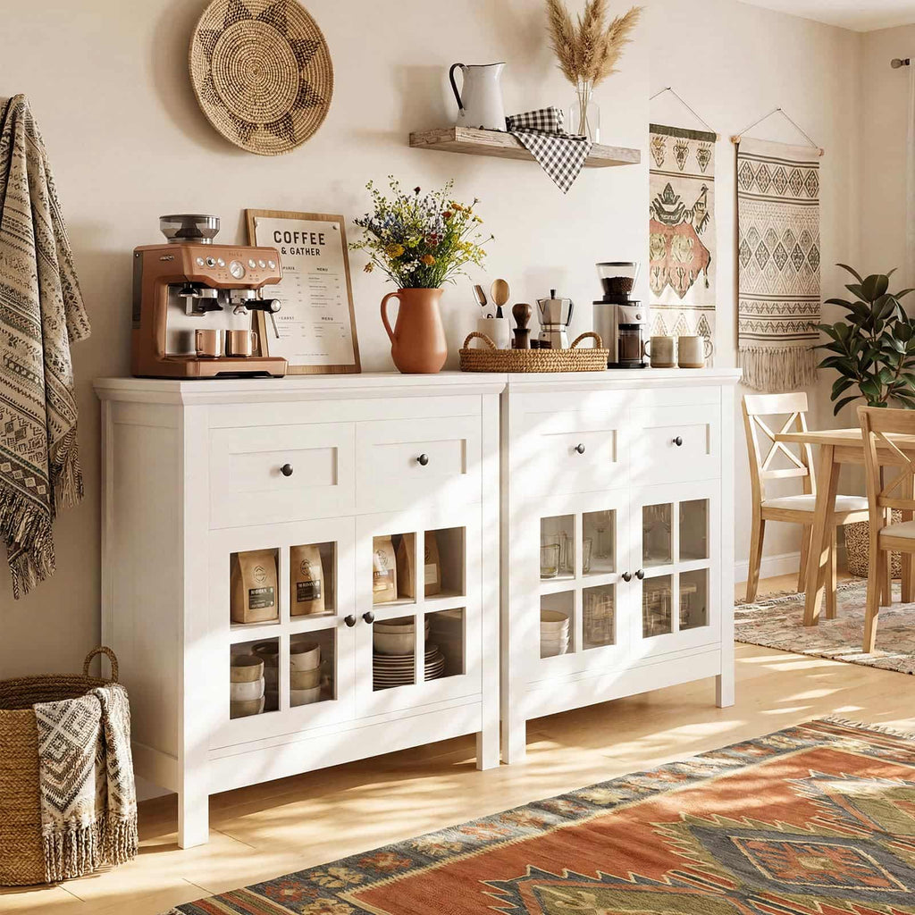 Farmhouse Buffet Cabinet with 2 Drawers