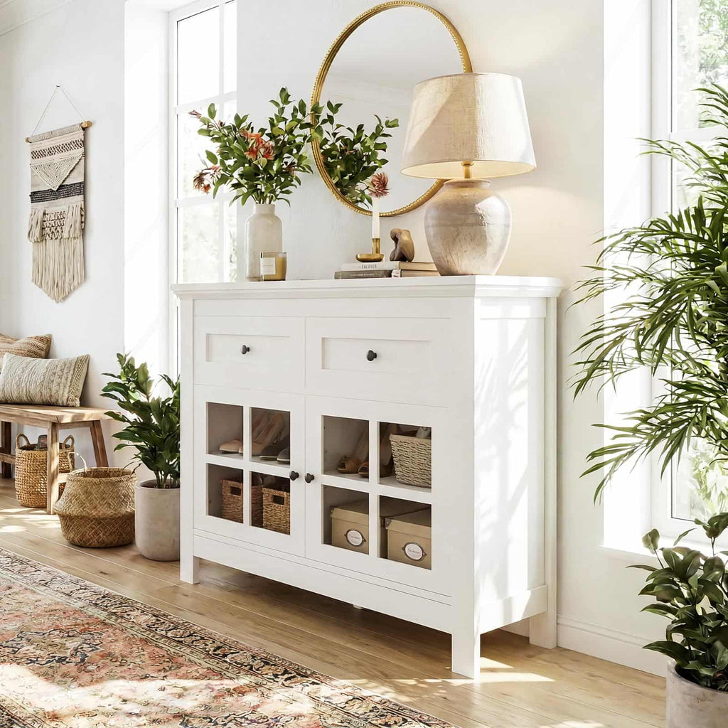 Farmhouse Buffet Cabinet with 2 Drawers