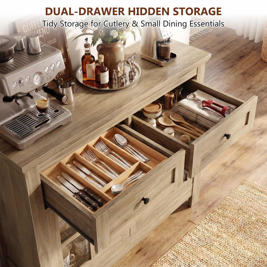 Farmhouse Buffet Cabinet with 2 Drawers