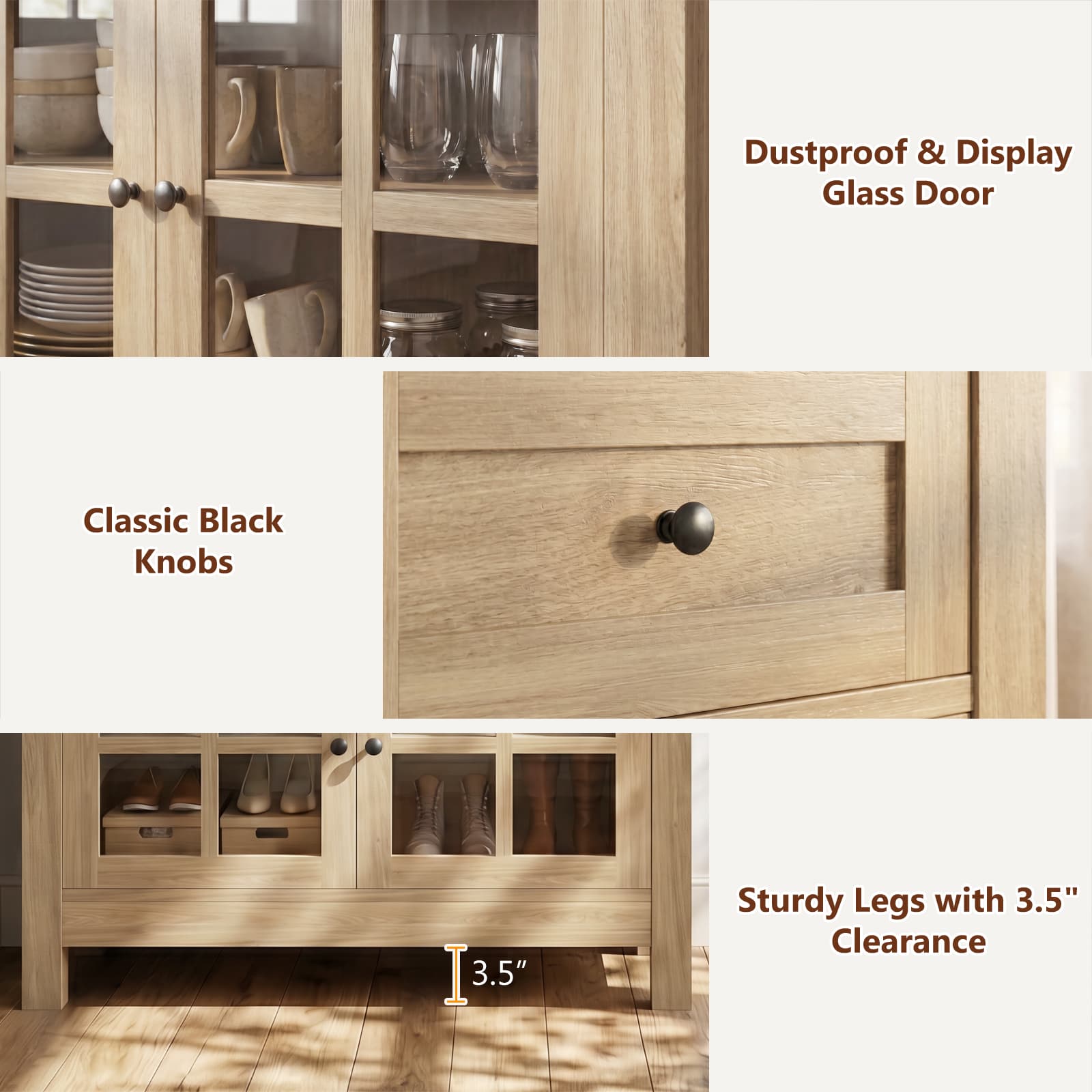 Farmhouse Buffet Cabinet with 2 Drawers