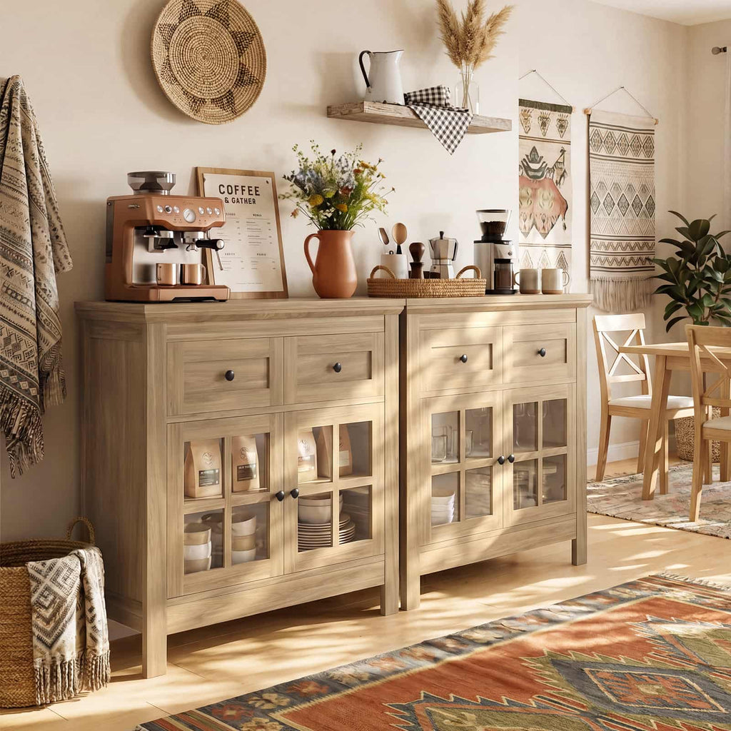 Farmhouse Buffet Cabinet with 2 Drawers