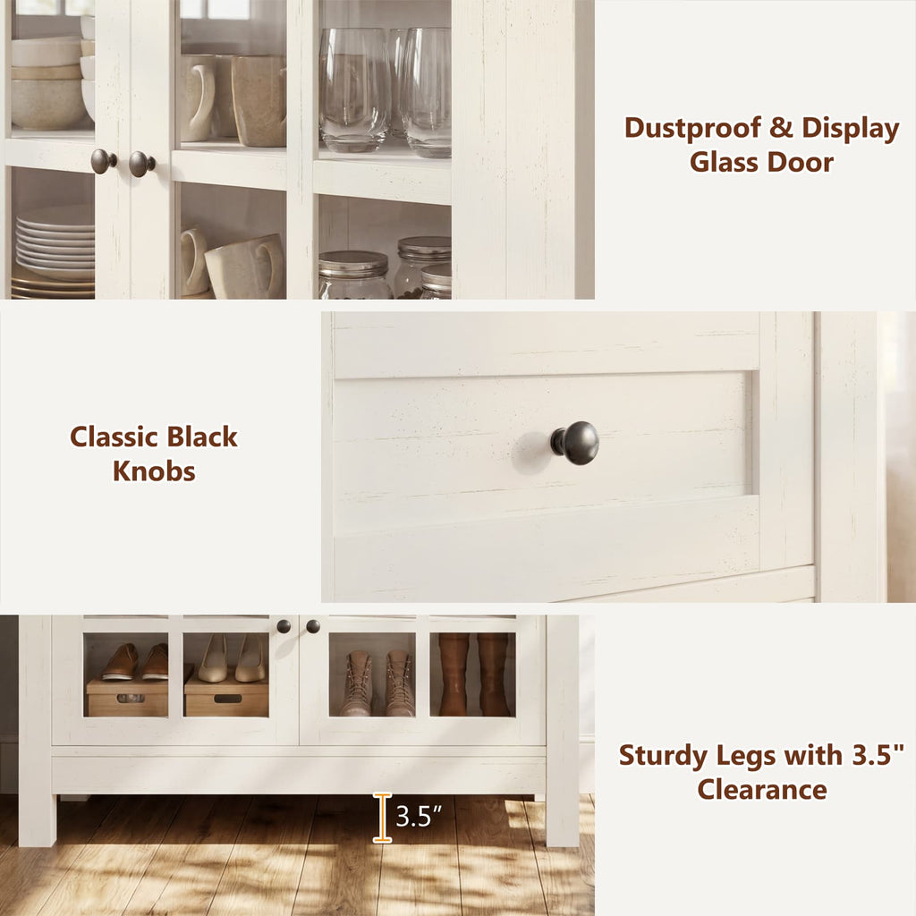 36" Buffet Cabinet Sideboard with Drawers & Glass Doors