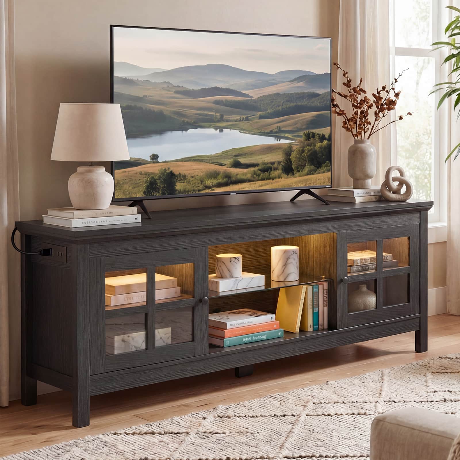 Farmhouse TV Stand for 60 Inch TVs