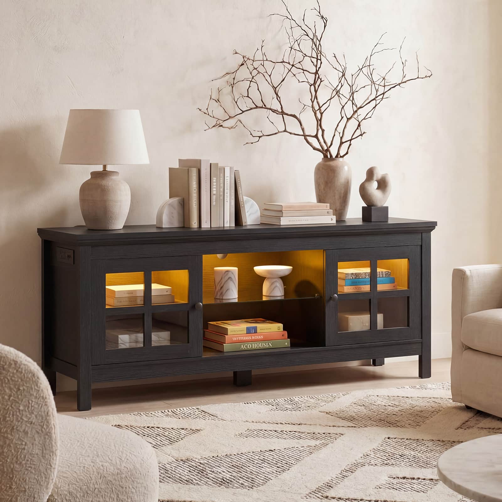 Farmhouse TV Stand for 60 Inch TVs