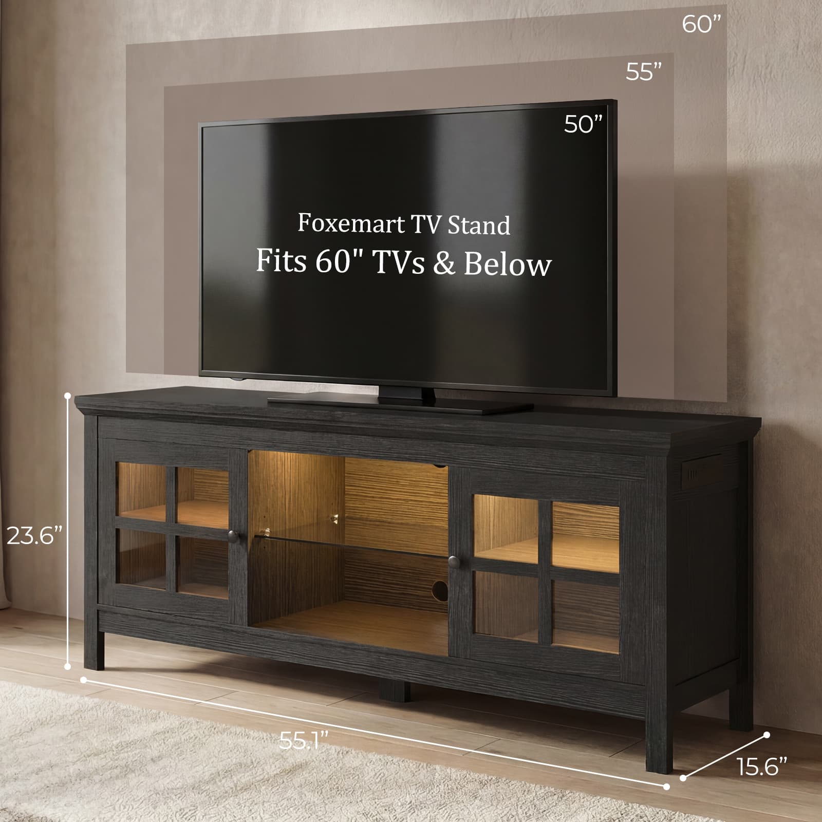 Farmhouse TV Stand for 60 Inch TVs