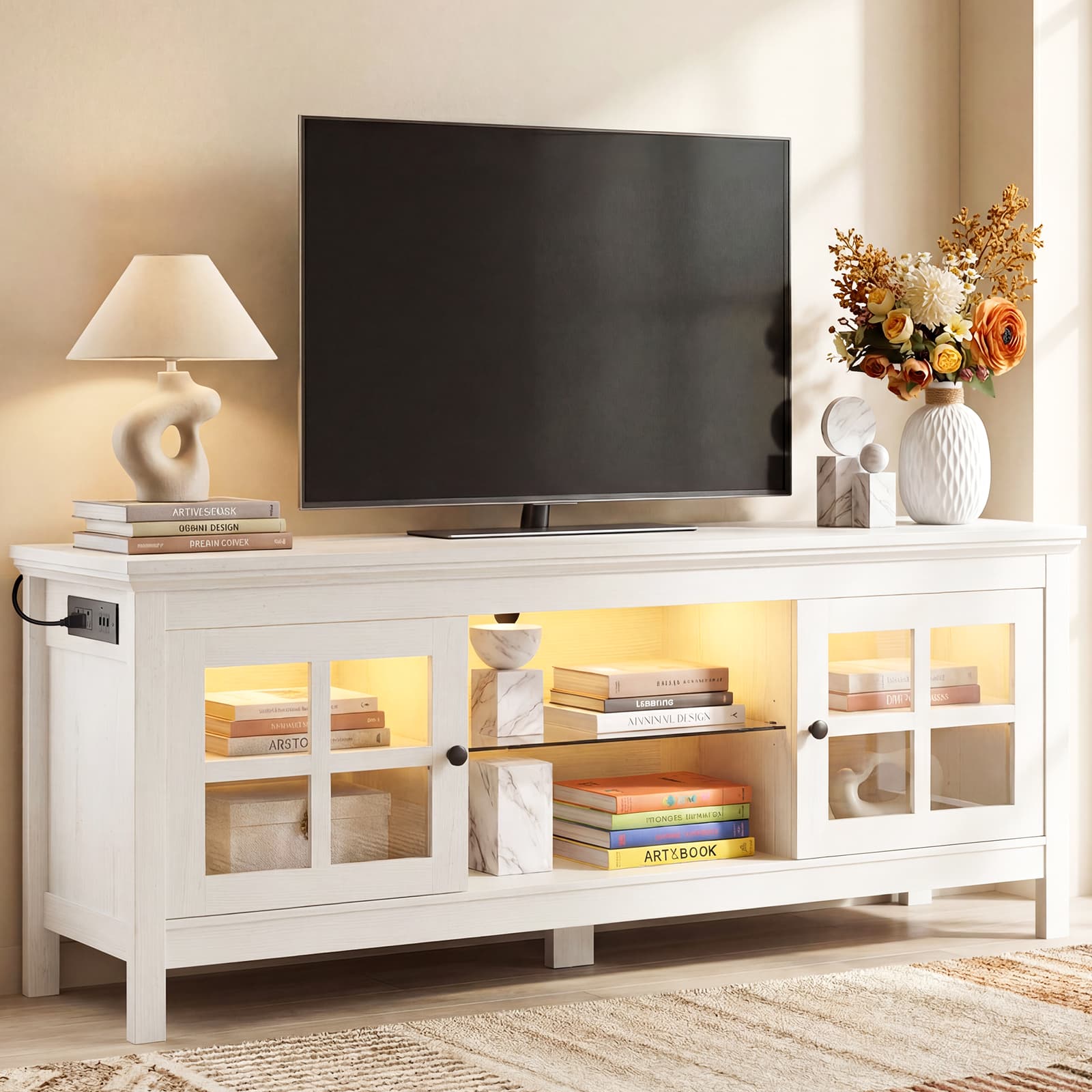 Farmhouse TV Stand for 60 Inch TVs