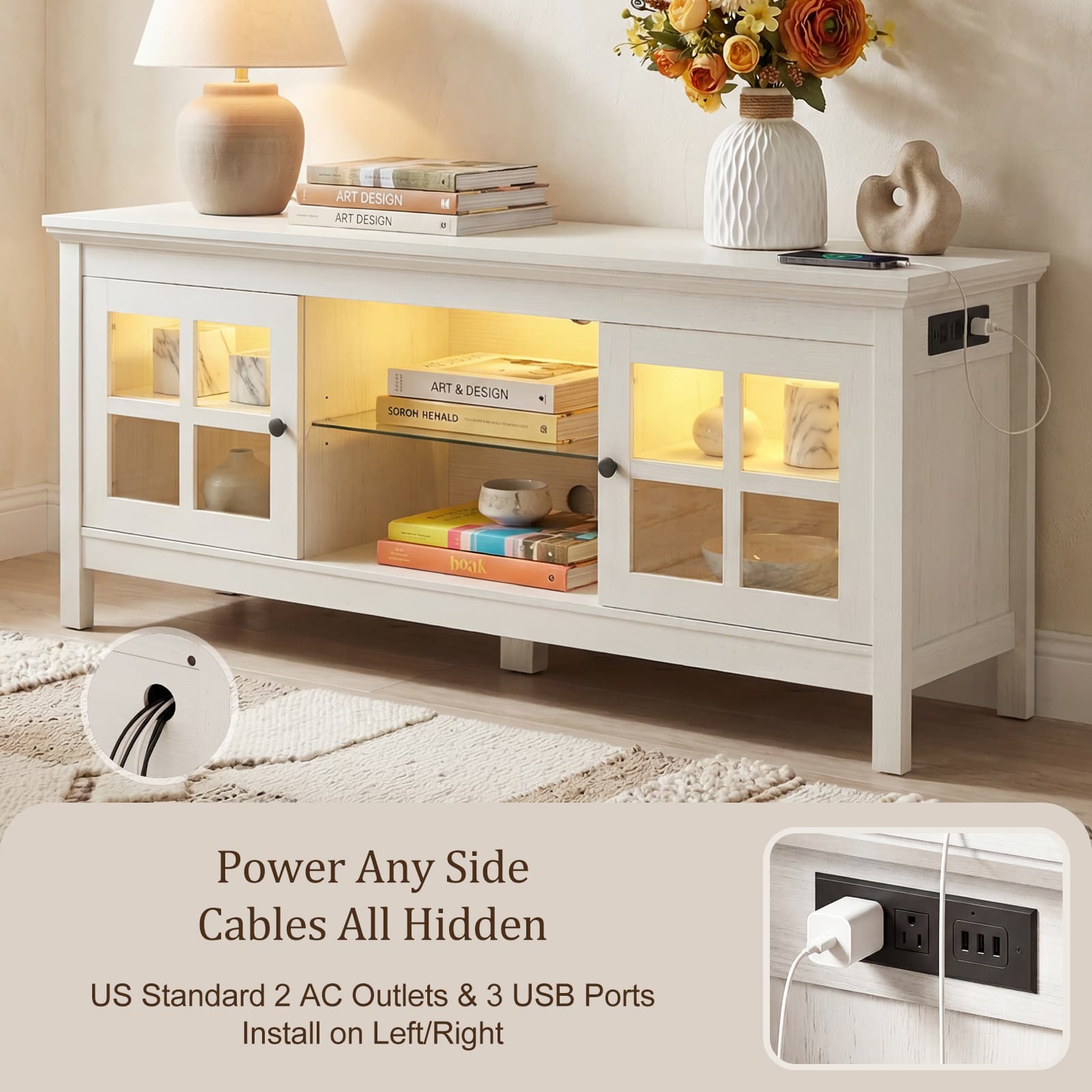 Farmhouse TV Stand for 60 Inch TVs