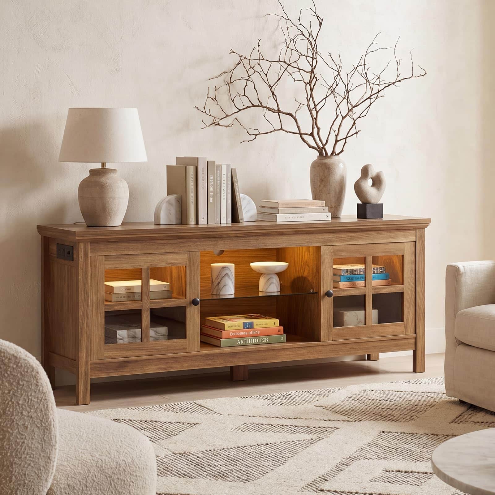 Farmhouse TV Stand for 60 Inch TVs