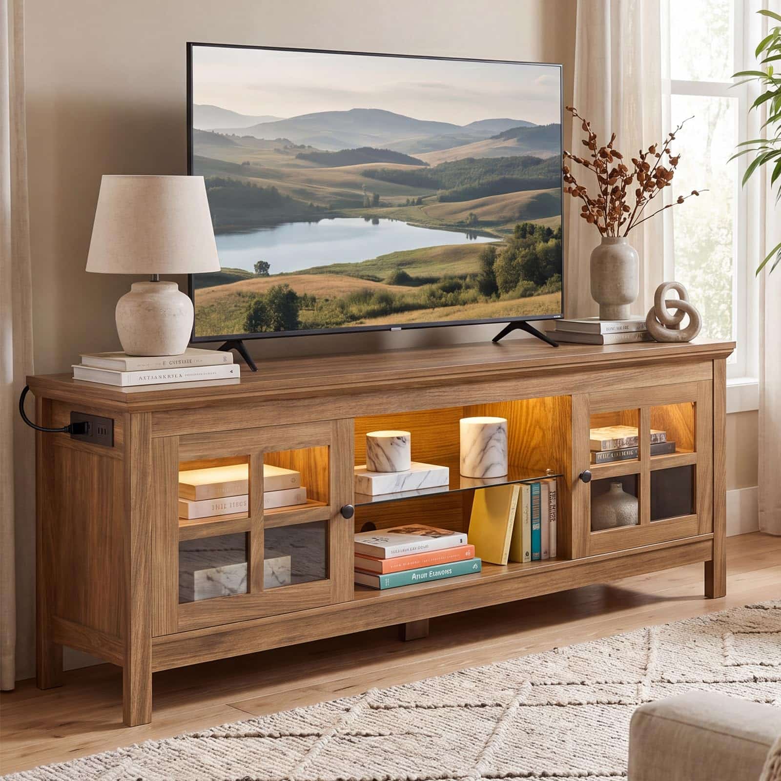 Farmhouse TV Stand for 60 Inch TVs