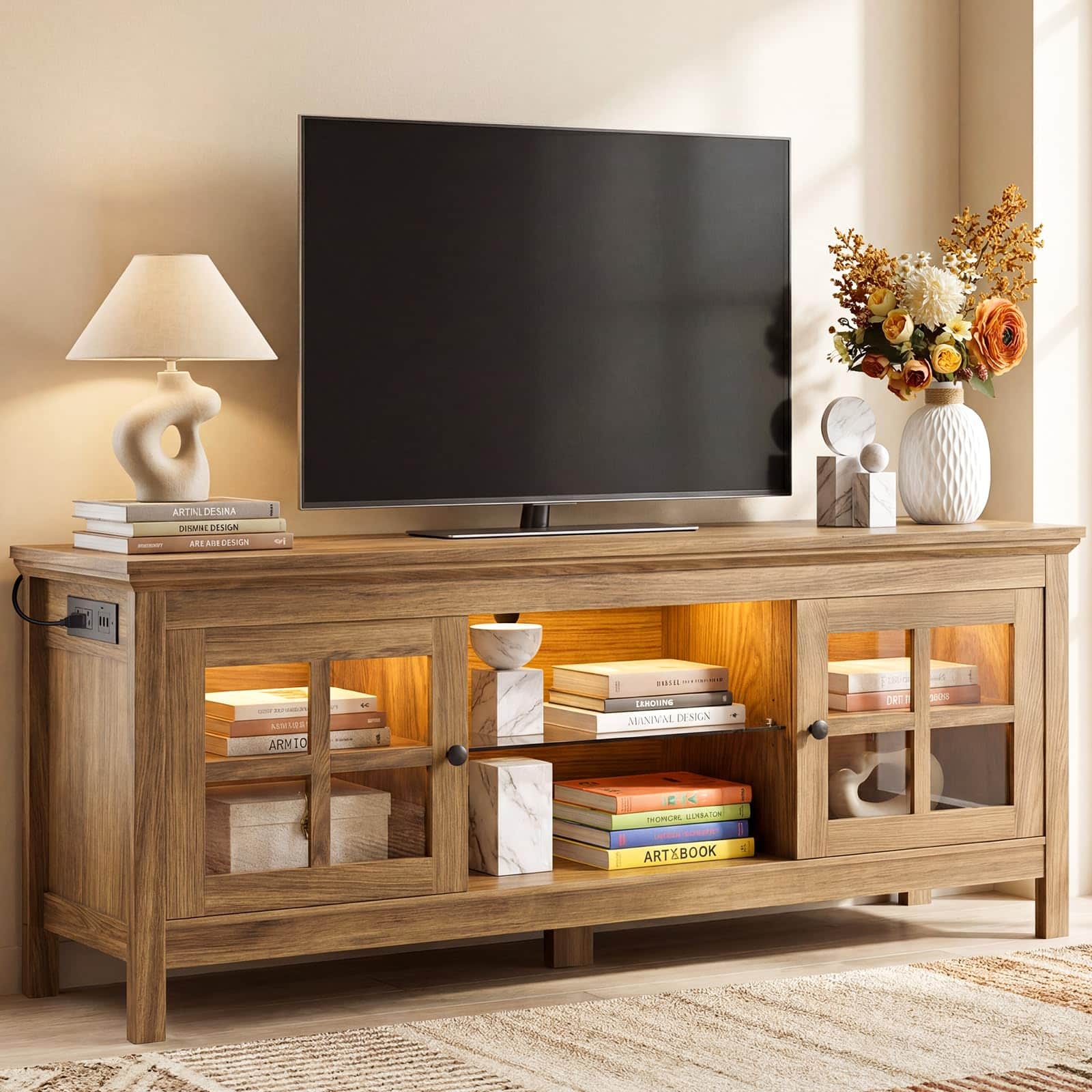 Farmhouse TV Stand for 60 Inch TVs