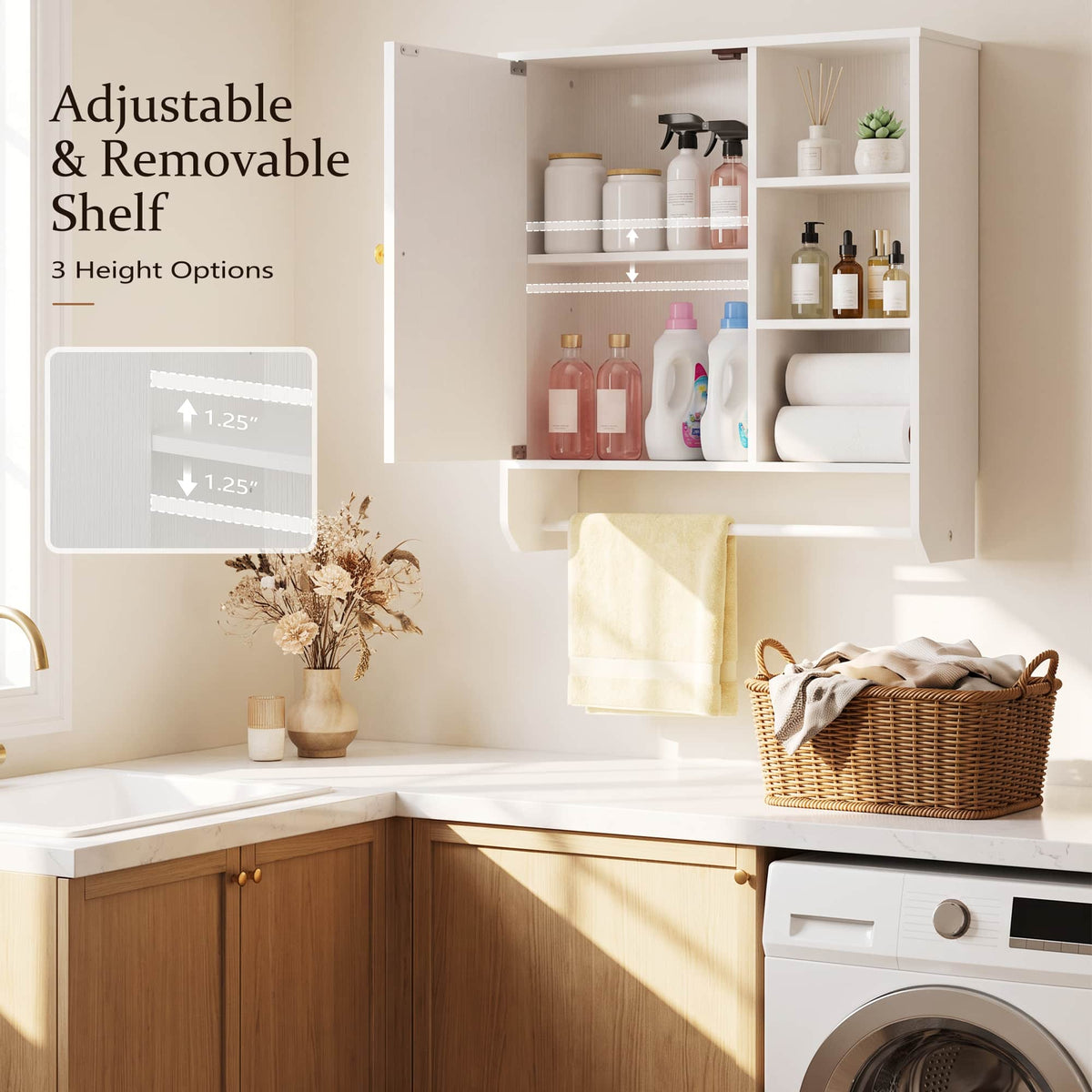 Bathroom Wall Cabinet with Towel Bar