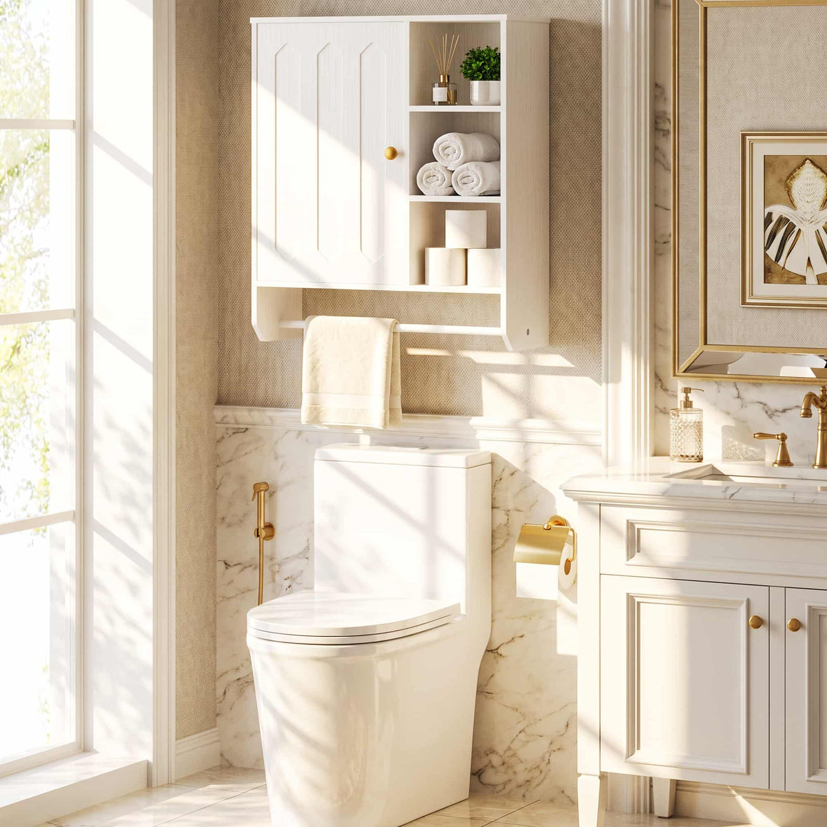 Bathroom Wall Cabinet with Towel Bar