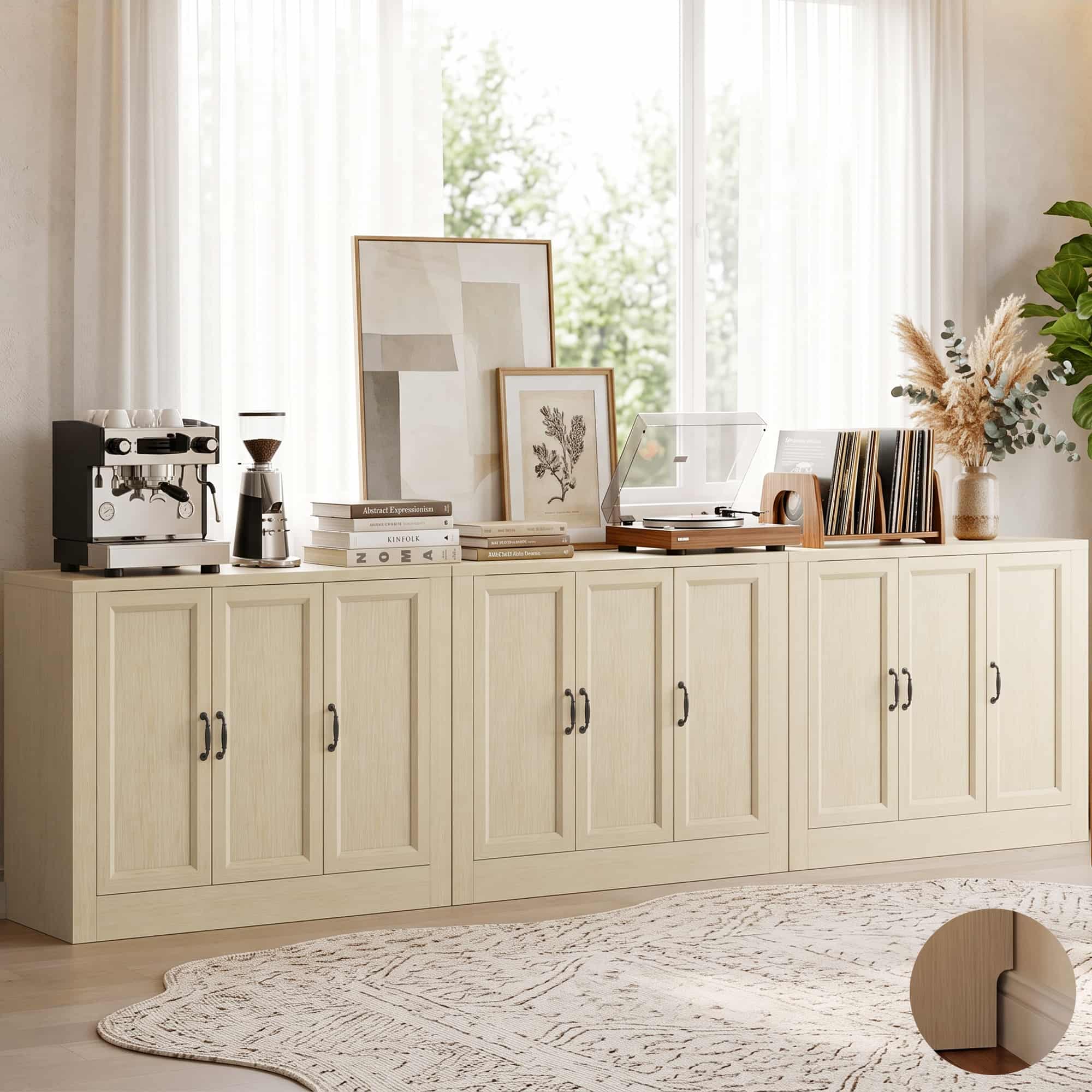 Modern Buffet Cabinet, Modular Sideboard Cabinet with Baseboard Design