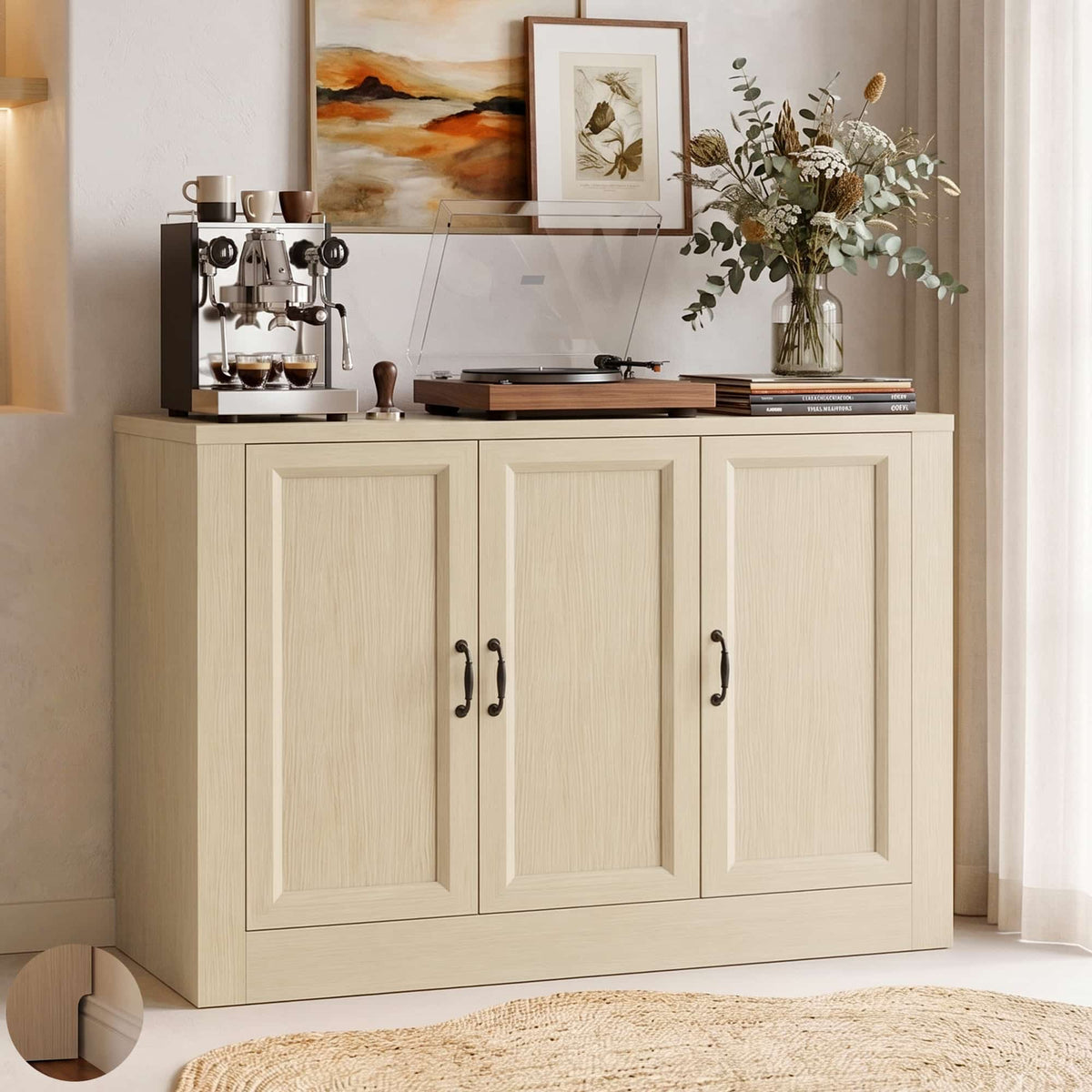 Modern Buffet Cabinet, Modular Sideboard Cabinet with Baseboard Design