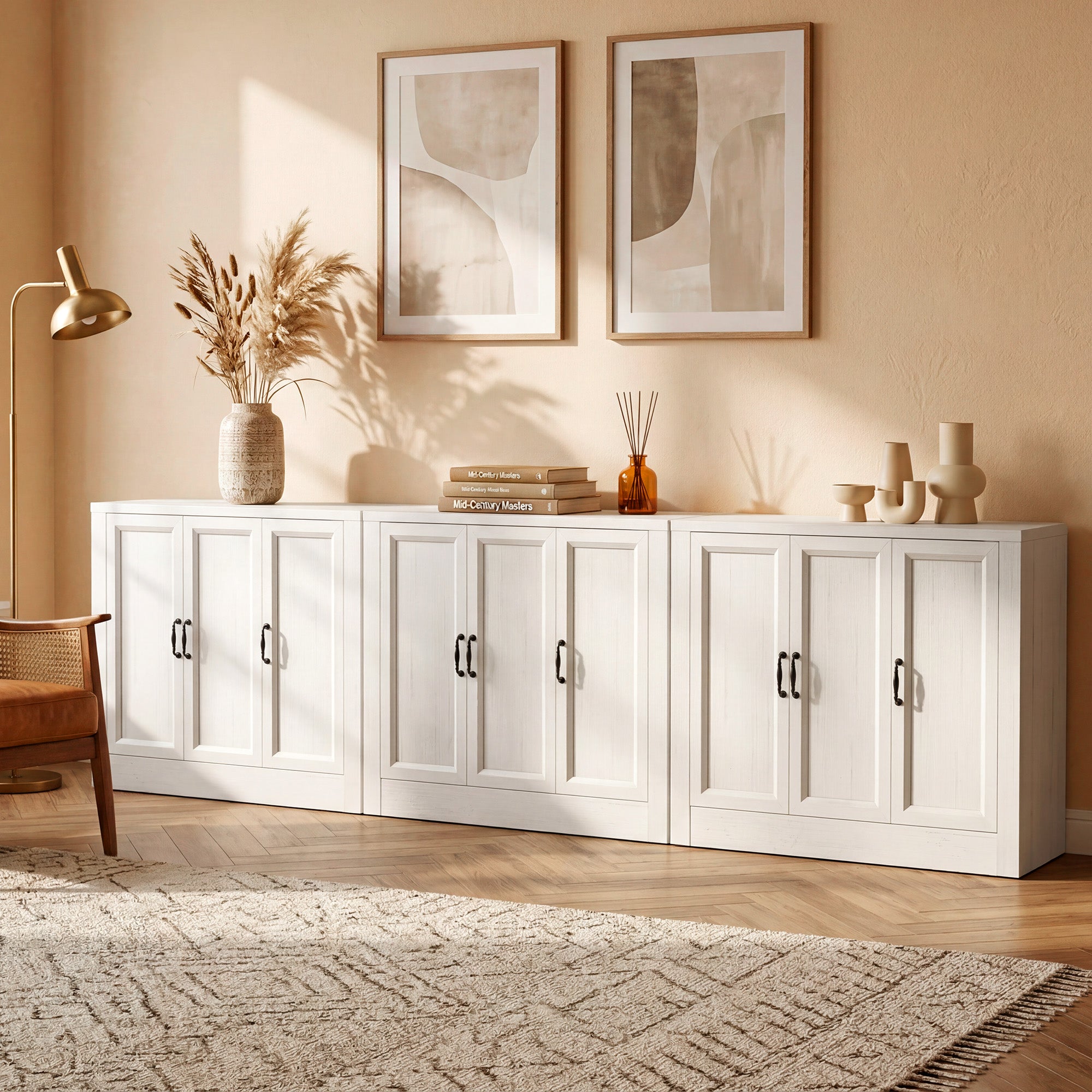 Modern Buffet Cabinet, Modular Sideboard Cabinet with Baseboard Design