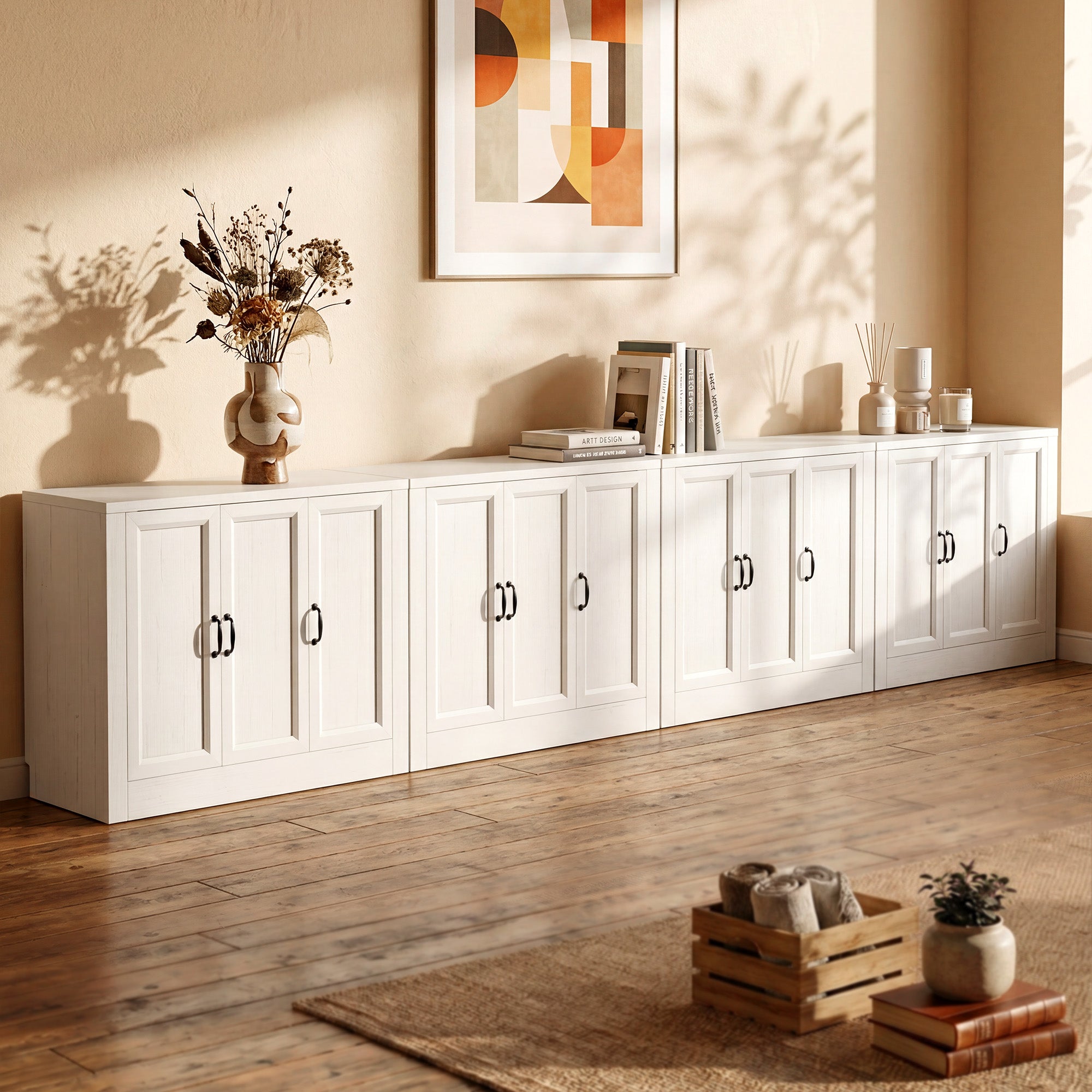 Modern Buffet Cabinet, Modular Sideboard Cabinet with Baseboard Design