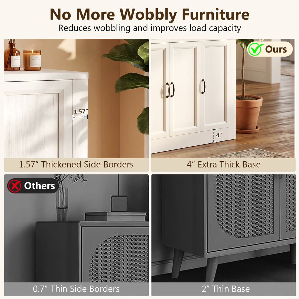 Modern Buffet Cabinet, Modular Sideboard Cabinet with Baseboard Design