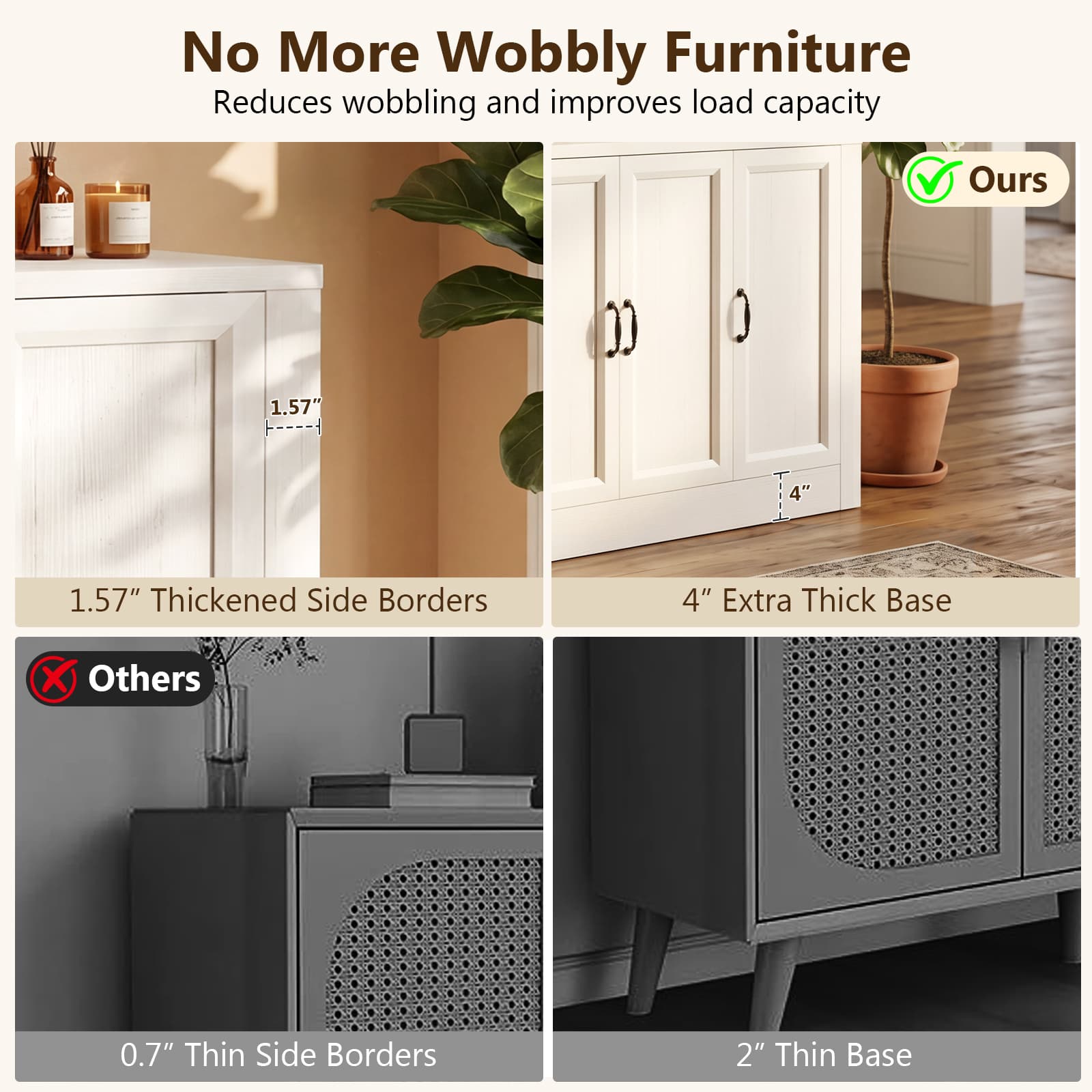 Modern Buffet Cabinet, Modular Sideboard Cabinet with Baseboard Design