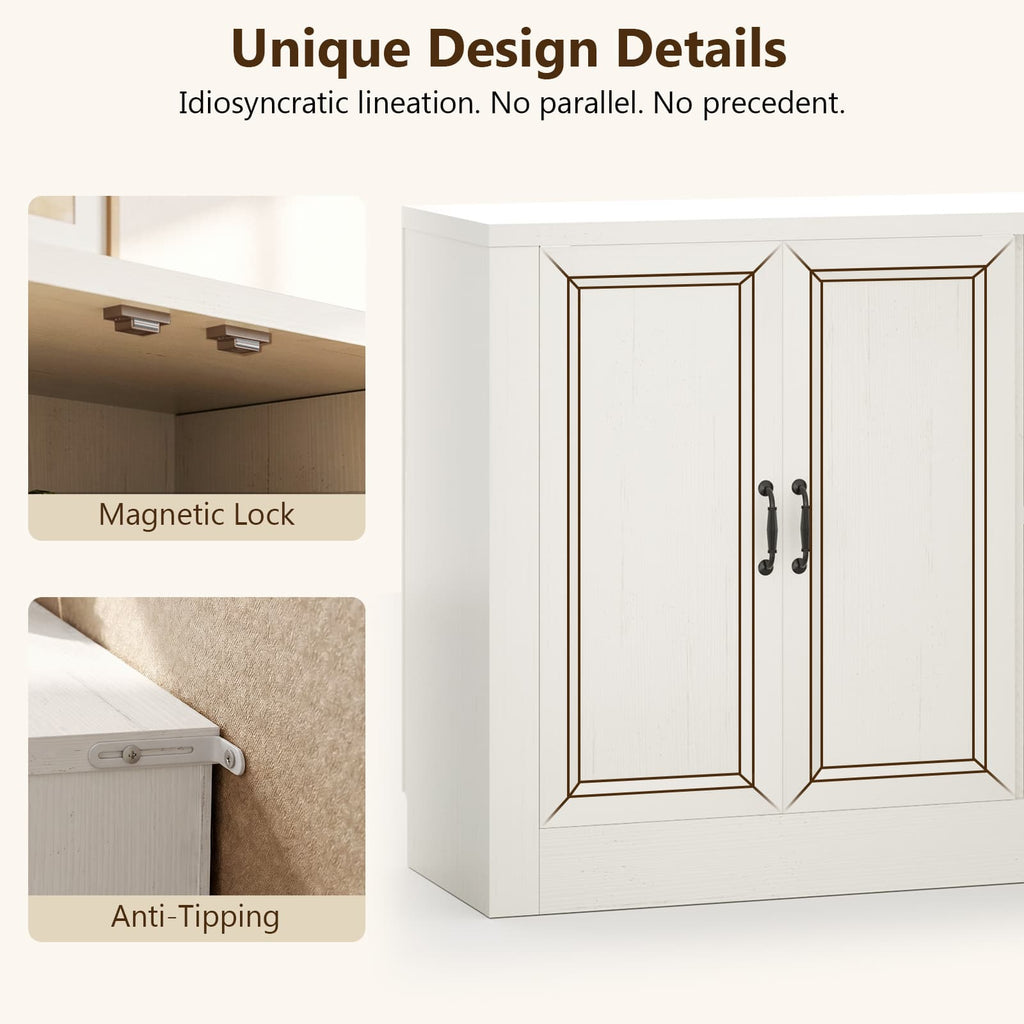 Modern Buffet Cabinet, Modular Sideboard Cabinet with Baseboard Design