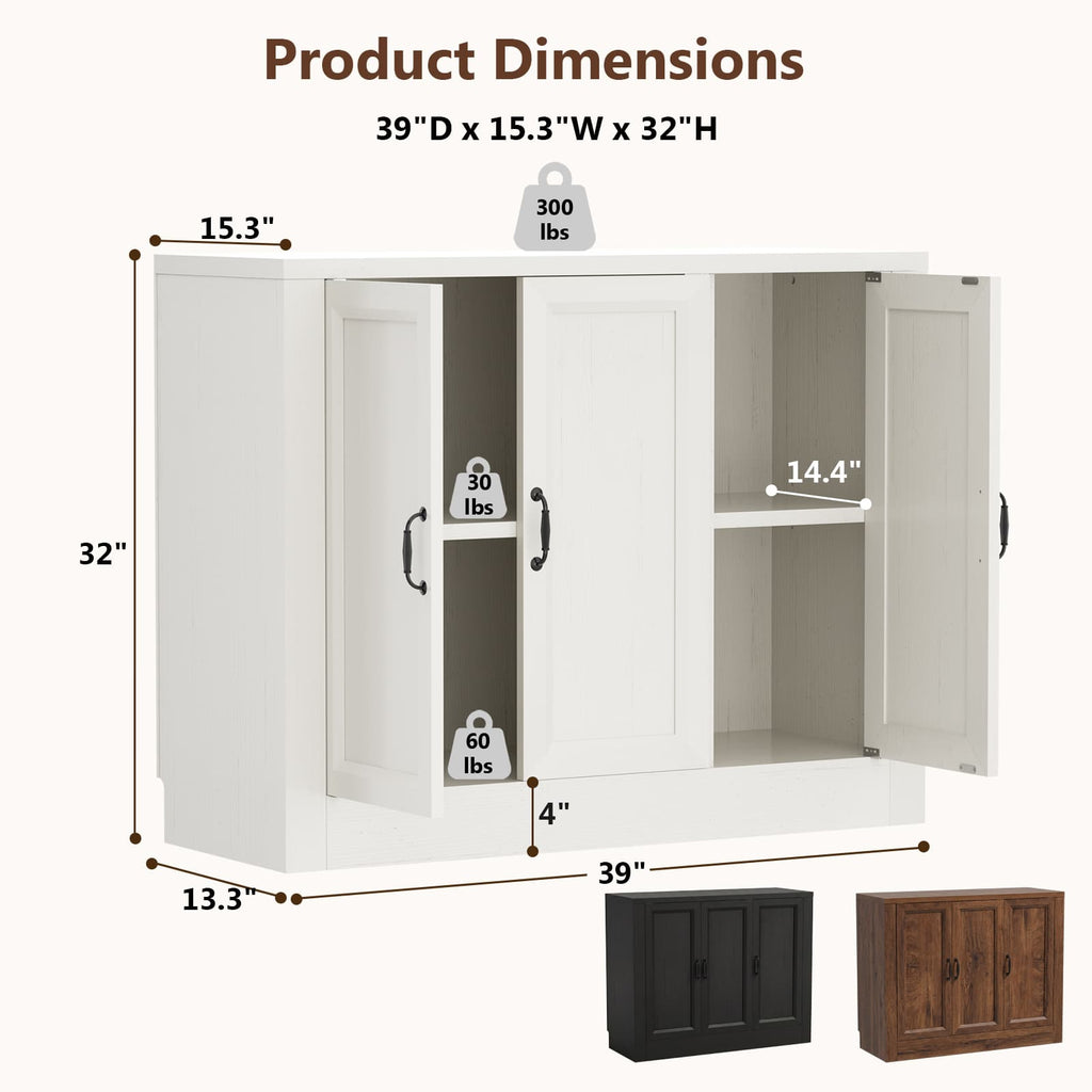 Modern Buffet Cabinet, Modular Sideboard Cabinet with Baseboard Design