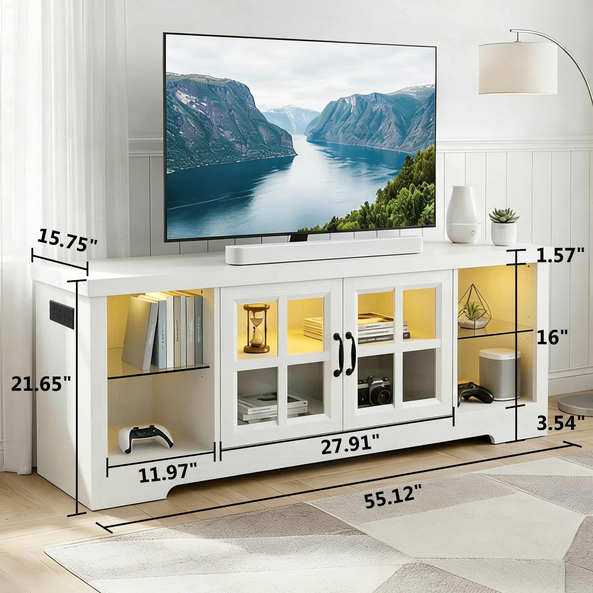 Farmhouse TV Stand for TVs up to 60 Inch