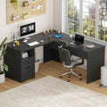 L Shaped Standing Desk with Drawers