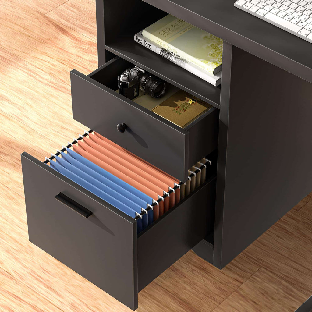 L Shaped Standing Desk with Drawers