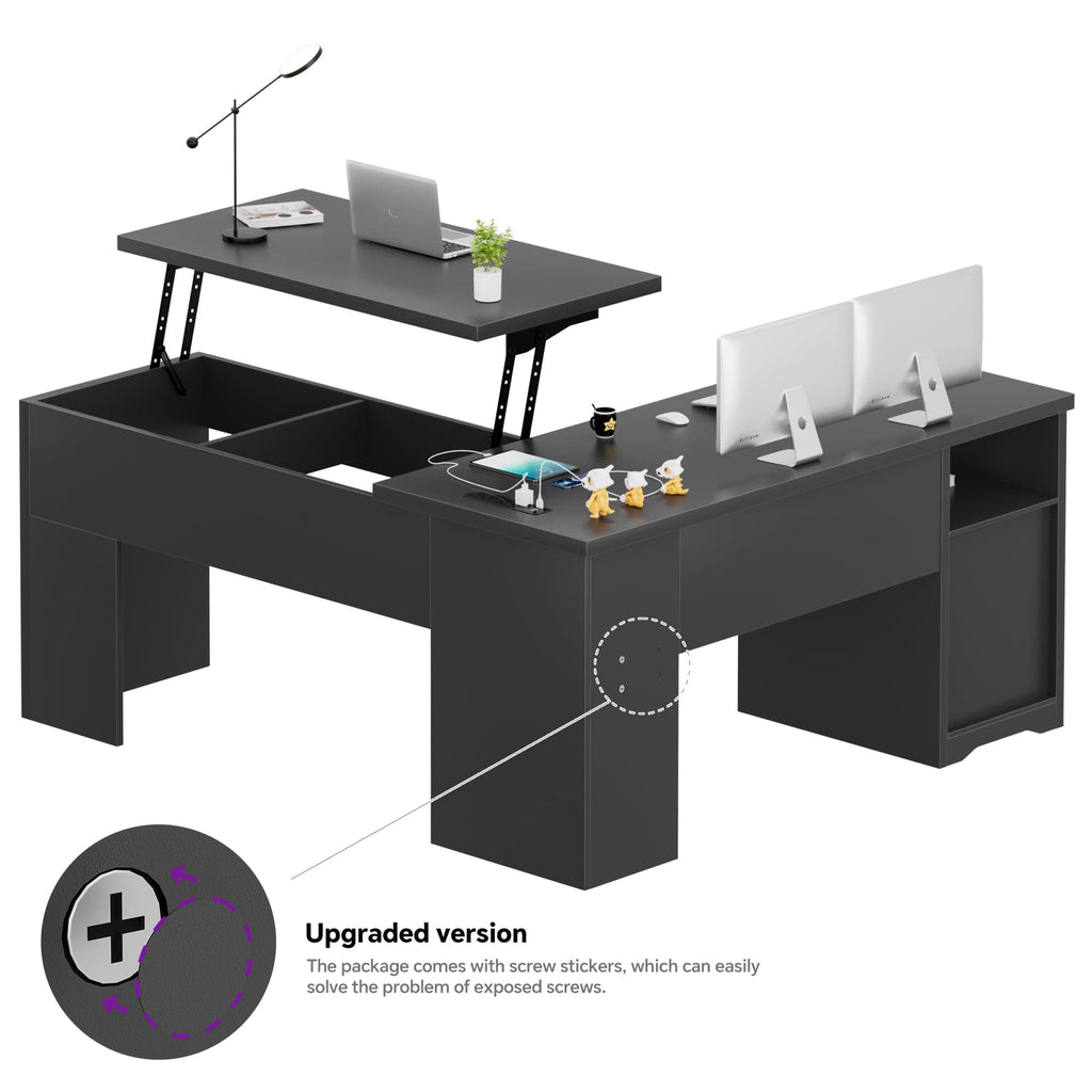 L Shaped Standing Desk with Drawers