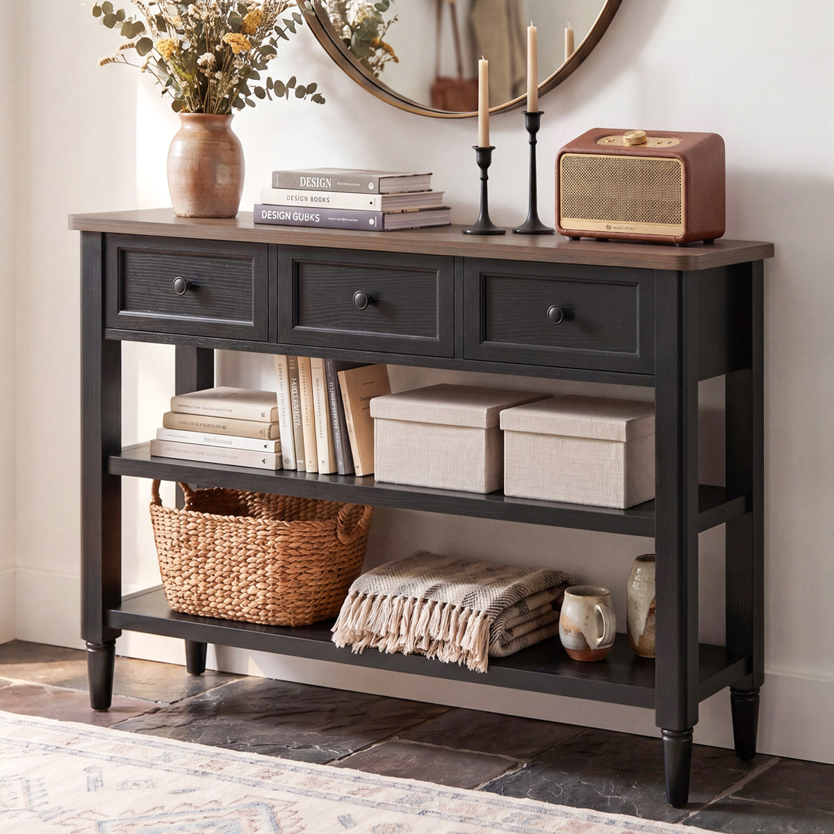 43" Narrow Farmhouse Console Table